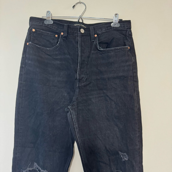 Denim Forum The Bonet High Rise Loose Jeans Women's 30 Black Button Fly - Picture 2 of 11